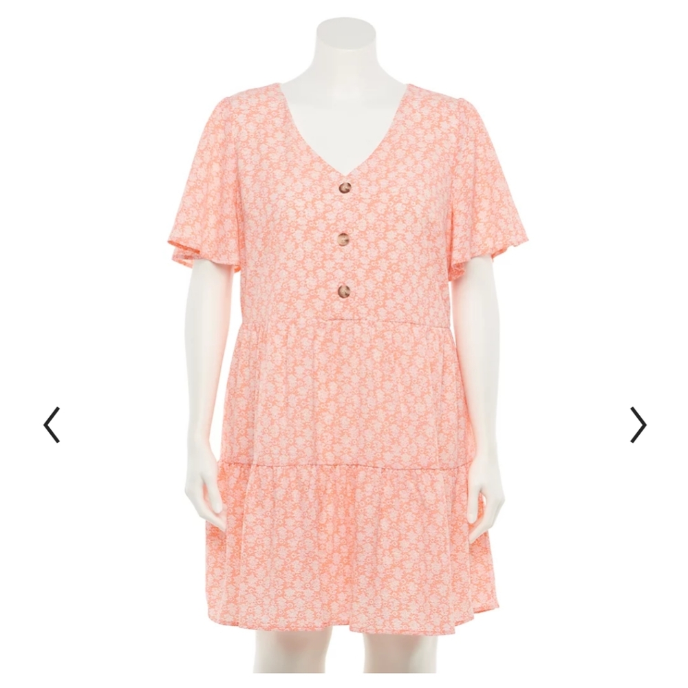 Nwt Evri Plus Pink Button Front Dress 4X